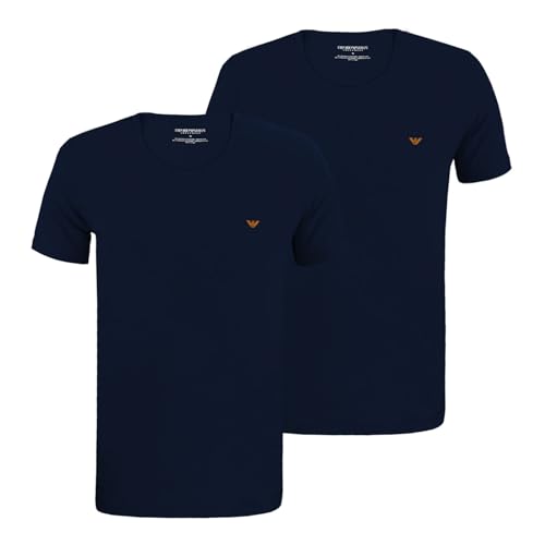 Emporio Armani Herren Emporio Armani Men's 2-pack Pure Cotton Crew Neck T-shirt T Shirt, Marine/Marine, L EU von Emporio Armani