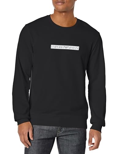 Emporio Armani Herren Emporio Armani Men's Brushed Terry Crew Neck Sweater Sweatshirt, Schwarz, XL EU von Emporio Armani