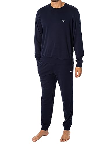 Emporio Armani Herren Emporio Armani Men's Interlock With Sweatshirt And Cuffed Pants Pajama Set, Marine, M EU von Emporio Armani