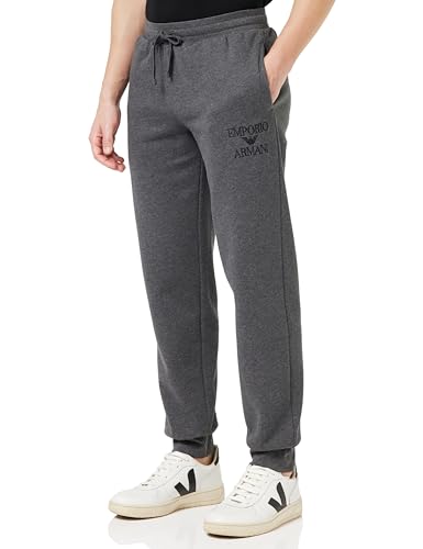 Emporio Armani Herren Emporio Armani Men's Trousers Iconic Terry Sweatpants, Black Melange Grey, M EU von Emporio Armani