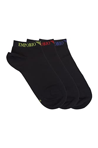 Emporio Armani Men's Casual 3-Pack 3 Pack Sneaker Socks, Black/Black/Black, S/M von Emporio Armani