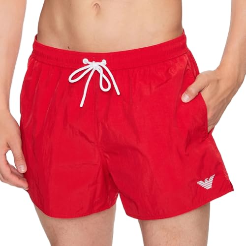 Emporio Armani Men's Embroidery Logo Boxer Short Swim Trunks, Ruby Red, 52 von Emporio Armani