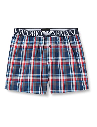 Emporio Armani Men's Yarn Dyed Pajama Boxer Shorts, Blue/Grey/Red Check, XL von Emporio Armani