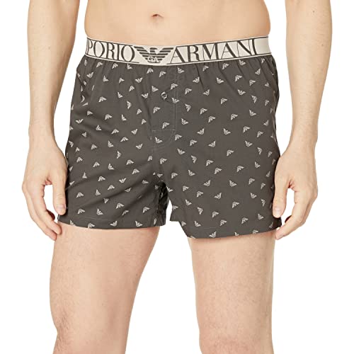 Emporio Armani Men's Yarn Dyed Pajama Boxer Shorts, Earth/Sand Eagles, XL von Emporio Armani