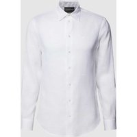 Emporio Armani Slim Fit Freizeithemd mit Logo-Stitching in Weiss, Größe XL von Emporio Armani