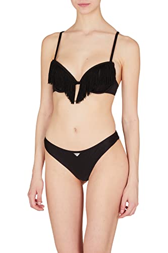 Emporio Armani Swimwear Damen Emporio Armani Women's Fringes Lycra Sculpture And Brazilian Bikini Set, Schwarz, M EU von Emporio Armani