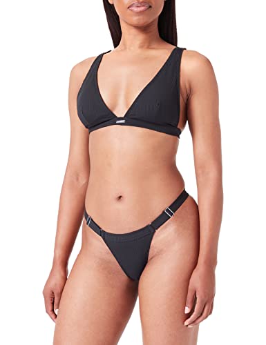 Emporio Armani Swimwear Damen Emporio Armani Women's Ribbed Lycra Sailing Triangle And T-brazilian Bikini Set, Schwarz, L EU von Emporio Armani