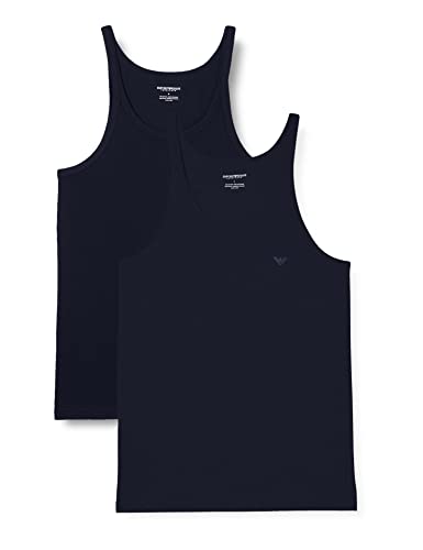 Emporio Armani Underwear Herren 2-Pack Tank Pure Cotton Schlafanzugoberteil, Marine , L (2er Pack) von Emporio Armani