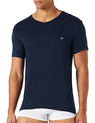 Emporio Armani Underwear Herren V Neck Stretch Deluxe Viscose T-Shirt, Blue, M von Emporio Armani