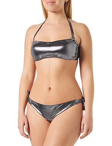 Emporio Armani Women's Dot Foil Lycra Band and Bow Brazilian Bikini Set, Black, S von Emporio Armani