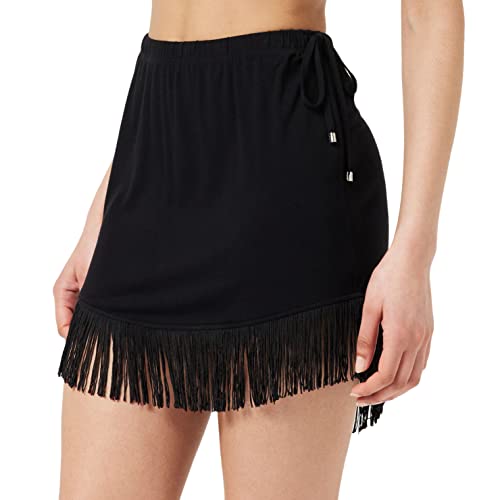 Emporio Armani Women's Fringes Viscose Skirt, Black, M von Emporio Armani