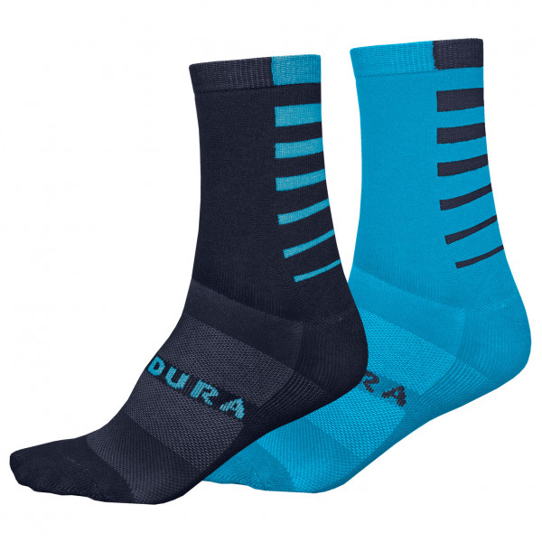 Endura - Coolmax Stripe Socken Doppelpack - Radsocken Gr L/XL;S/M blau;rot;schwarz von Endura