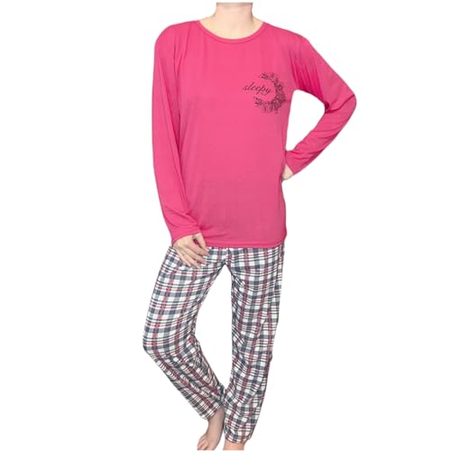 Enemi Collection Damen Pyjama lang Hemd Schlafanzug Pyjama-Set (DE/NL/SE/PL, Alphanumerisch, 3XL, Große Größen, Regular) von Enemi Collection