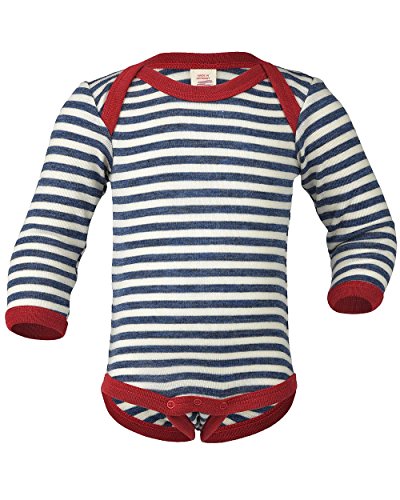 Baby Body langarm, Wolle maschinenw., Engel Natur, Blau Melange/Natur, Gr. 62/68 von Engel