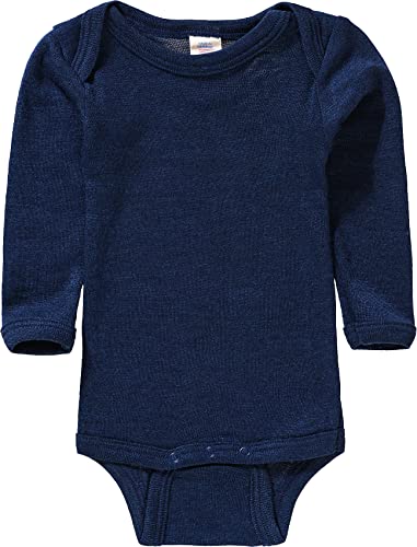 Engel Natur Baby Body Langarm, Wolle Seide, (Marine, Gr. 86/92) von Engel