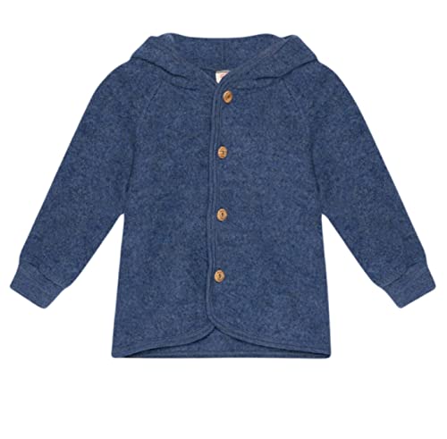 Engel Baby Jacke mit Kapuze Wollfleece, 62-68/62/68, blau melange von Engel