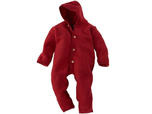 Engel-Natur Baby Overall mit Kapuze aus Bio Schurwoll-Fleece, Rot Melange, Gr. 86/92 von Artist Unknown