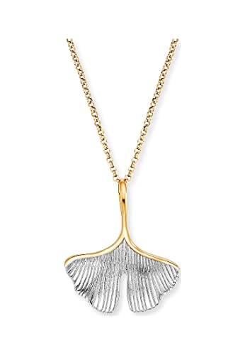 Engelsrufer Damen-Halskette mit Ginkgo Symbol, aus 925er Sterling Silber gelbgoldfarben, Länge: 42cm, ERN-Ginkgo-Big von Engelsrufer