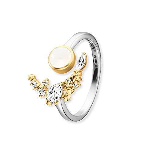 Engelsrufer Damen Ring Bicolor Gold und Silber mit Mondstein aus Sterling Silber - besetzt mit 7 Zirkonia Steinen - größenverstellbar - nickelfrei von Engelsrufer