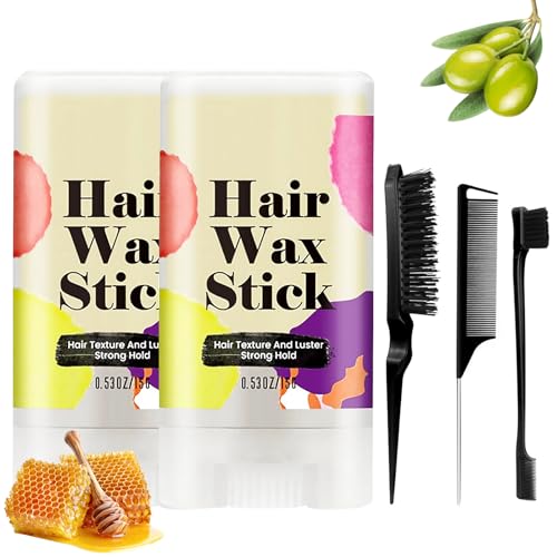 2 Pcs Hair Wax Stick Wax Stick For Hair Haarwachs Stick Wachs Stick Haare Hair Stick Geeignet Für Perücken Krauses Lockiges Haar Kinderhaar Frisuren Kaputtes Haar Koteletten-Styling 3 Kämme von Eniyou