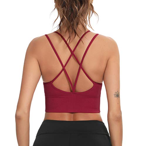 Enjoyoself Damen Sport BH Gekreuzt Rücken Push Up Bra Padded Sexy Nahtlos Bustier für Yoga Fitness Tranning von Enjoyoself