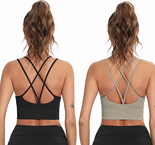 Enjoyoself Damen Sport BH Gekreuzt Rücken Push Up Bra Padded Sexy Nahtlos Bustier für Yoga Fitness Tranning von Enjoyoself