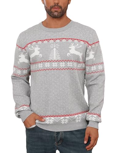 Enjyam Weihnachtspulli Herren Rundhals Weihnachtlich Strickpullover mit Rentier Gerippt Bündchen Kuschelig Norwegerpullover Grau,XL Enjyam Weihnachtspulli Herren Rundhals Weihnachtlich Strickpullover mit Rentier Gerippt Bündchen Kuschelig Norwegerpullover Grau,XL von Enjyam