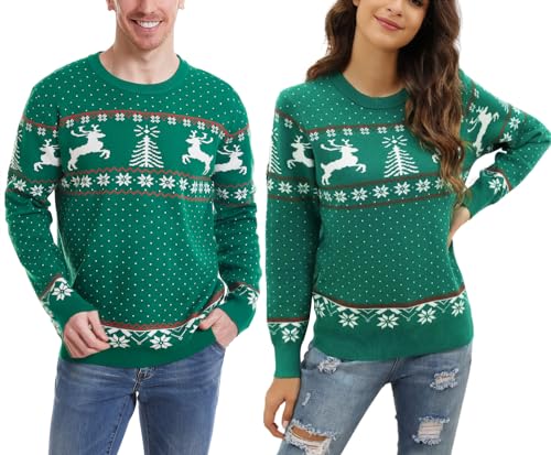 Enjyam Weihnachtspulli Herren Rundhals Weihnachtlich Strickpullover mit Rentier Gerippt Bündchen Kuschelig Norwegerpullover Grün,L Enjyam Weihnachtspulli Herren Rundhals Weihnachtlich Strickpullover mit Rentier Gerippt Bündchen Kuschelig Norwegerpullover Grün,L von Enjyam