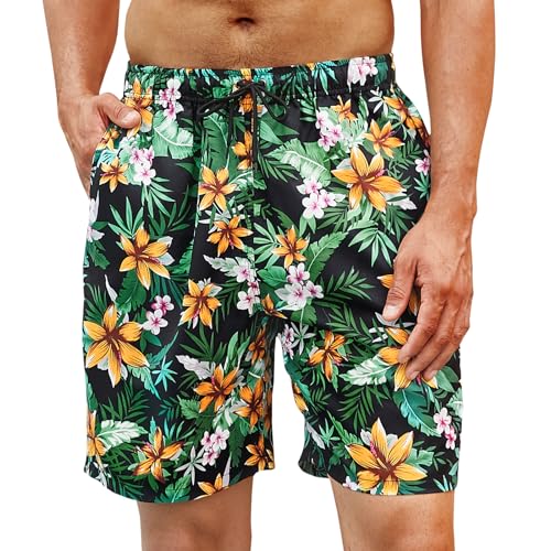 Enlision Badehose Herren Kurze Badehose für Herren Schnelltrocknend Badeshorts Herren Hawaiihose mit Taschen Freizeit Strandhose Schwimmhose L von Enlision