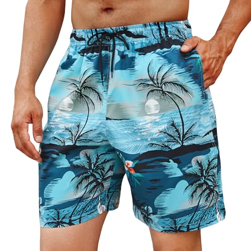 Enlision Badehose Herren Kurze Badehose für Herren Schnelltrocknend Badeshorts Herren Hawaiihose mit Taschen Freizeit Strandhose Schwimmhose M von Enlision