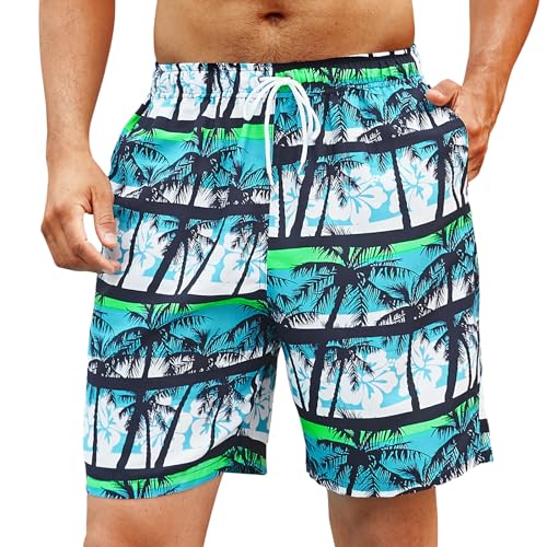 Enlision Badeshorts Herren Schnelltrocknend Badehose Palmen Hawaii Strandshorts Schwimmhose Sporthose Sommer Kurze Hose Surf Badehosen für Männer L von Enlision