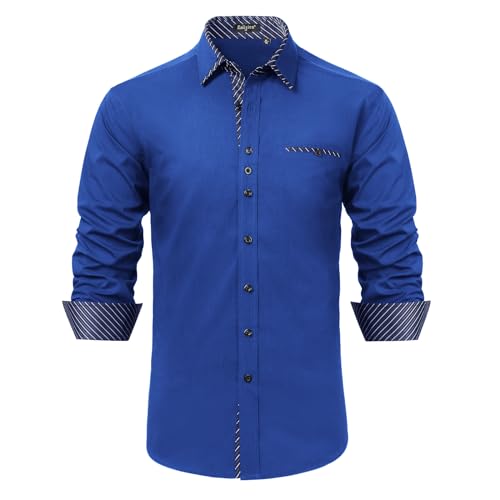 Enlision Herren Hemd Langarm Hemden Freizeithemd Regular Fit Freizeit Hemd Business Herrenhemden Königsblau XXL von Enlision