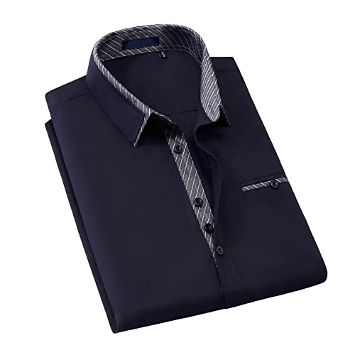 Enlision Herren Hemden Regular Fit Langarm Freizeit Hemd Business Hemden Herrenhemd Marineblau XL von Enlision