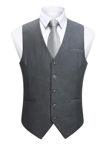 Enlision Anzugweste Herren Grau Formelle Weste Hochzeit Einfarbige Anzugwesten Elegant Business Westen Männer mit Taschen 3XL Enlision Anzugweste Herren Grau Formelle Weste Hochzeit Einfarbige Anzugwesten Elegant Business Westen Männer mit Taschen 3XL von Enlision