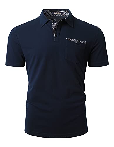 Enlision Poloshirt Herren Kurzarm Blau Polohemd mit Brusttasche Casual Golf Poloshirts Regular Fit Sport Polo T-Shirt Männer XL von Enlision