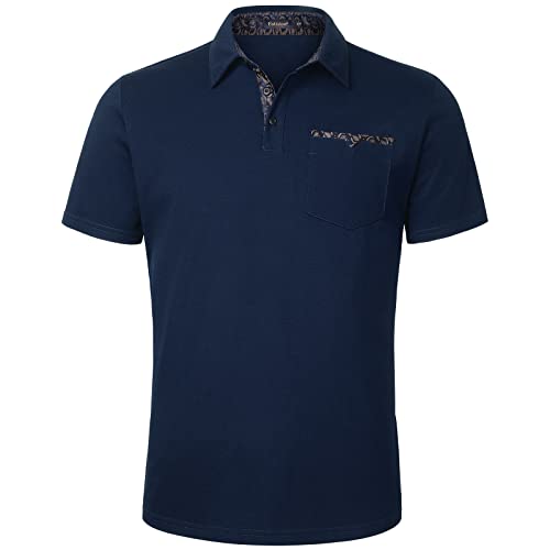 Enlision Poloshirt Herren Kurzarm Navy blau Polohemd mit Brusttasche Casual Golf Poloshirts Regular Fit Sport Polo T-Shirt Männer M von Enlision