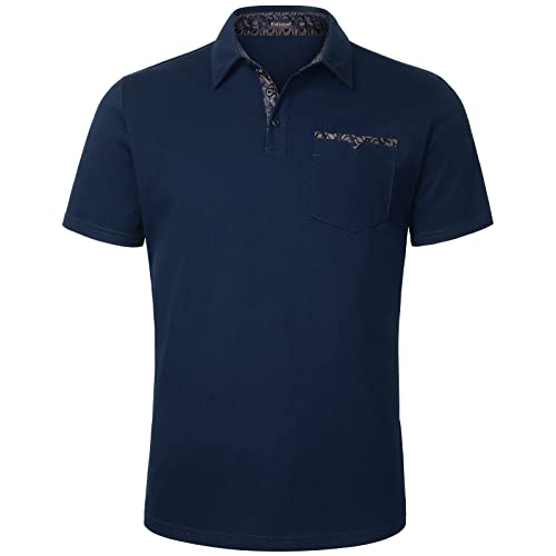 Enlision Poloshirt Herren Kurzarm Blau Polohemd mit Brusttasche Casual Golf Poloshirts Regular Fit Sport Polo T-Shirt Männer XL von Enlision