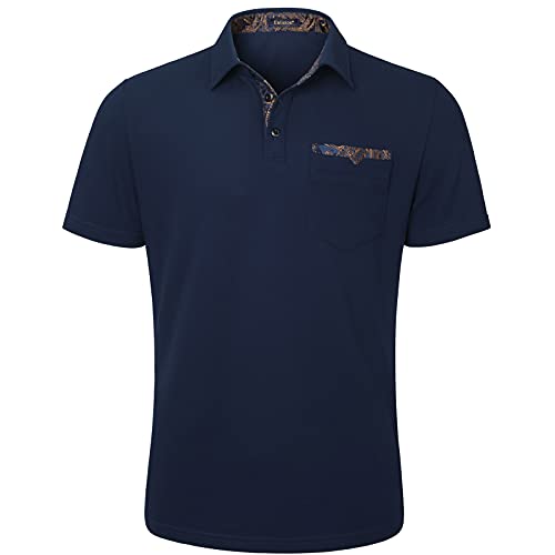 Enlision Poloshirt Herren Kurzarm Navy blau Polohemd mit Brusttasche Casual Golf Poloshirts Regular Fit Sport Polo T-Shirt Männer S von Enlision