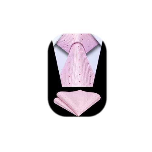 Enlision Krawatte Rosa Herren Hochzeit Punkte Krawatten mit Einstecktuch Formell Business Krawatte & Taschentuch Set von Enlision