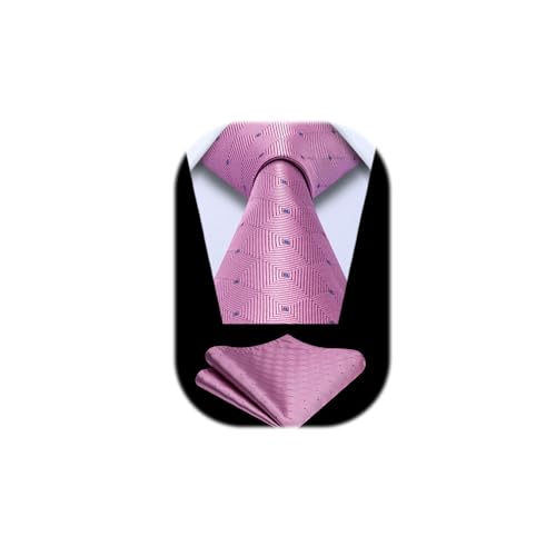 Enlision Krawatte Rosa Herren Hochzeit Punkte Krawatten mit Einstecktuch Formell Business Krawatte & Taschentuch Set von Enlision