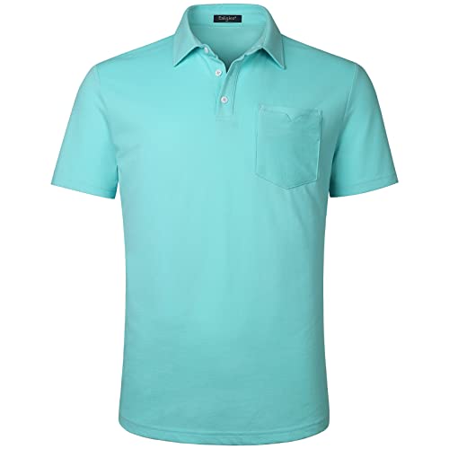 Enlision Poloshirt Herren Kurzarm Türkis Polohemd mit Brusttasche Casual Golf Poloshirts Regular Fit Sport Polo T-Shirt Männer S von Enlision