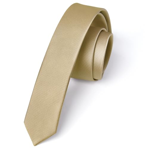 Enlision Krawatte Gold Champagner Schmal Seide Krawatten für Herren Einfarbig Formelle Elegante Schlips Hochzeit Party Business Krawatte 4cm von Enlision
