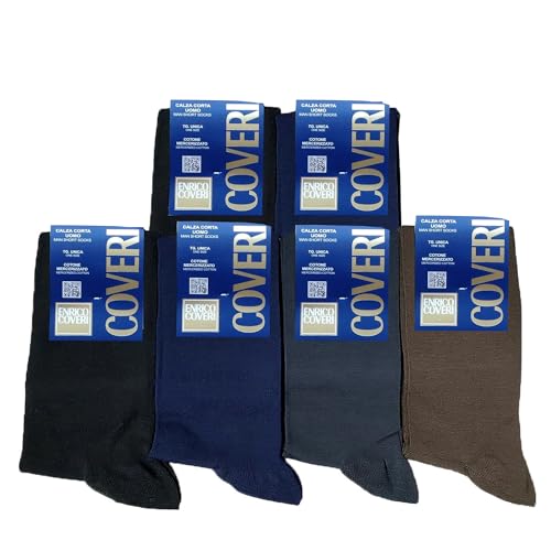 Enrico Coveri 3/6 Paar lange Socken Baumwolle mercerisiert schwarz und sortiert, 6 Paar Kurz Schwarz Braun Blau Anthrazit, Einheitsgröße von Enrico Coveri