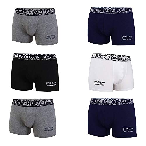 Enrico Coveri Boxershorts aus elastischer Baumwolle, 6 Stück, Mehrfarbig Large von Enrico Coveri