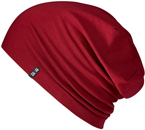 Enter the Complex® Leichte Beanie Mütze, Herren und Damen, Übergangsmütze, Sommer Beanie, Dünne Kopfbedeckung, Baumwolle (Jersey), S/M, Weinrot von Enter the Complex