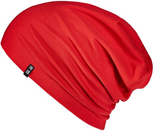 Enter the Complex® Leichte Beanie Mütze, Herren und Damen, Übergangsmütze, Sommer Beanie, Dünne Kopfbedeckung, Baumwolle (Jersey), S/M, Rot von Enter the Complex