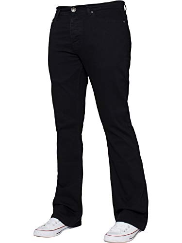 Enzo Herren-Jeans, Bootcut, weites Bein, Stretch, Glocke, ausgestellt, Denim-Hose, alle Taillengrößen, Schwarz , 40 W/30 L von Enzo