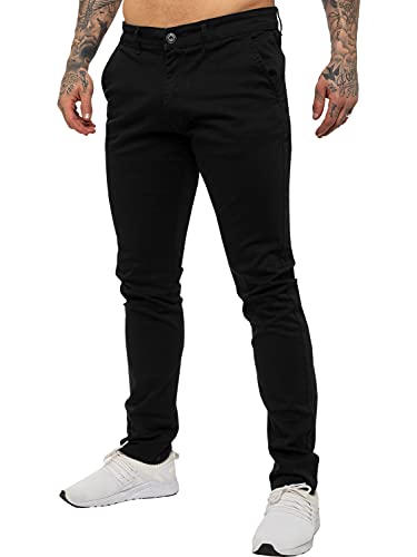 Enzo Herren Designer Skinny Slim Fit Chinos Super Stretch Hose EZ348 Schwarz 46 Regular, Schwarz , 46W x 32L von ENZO