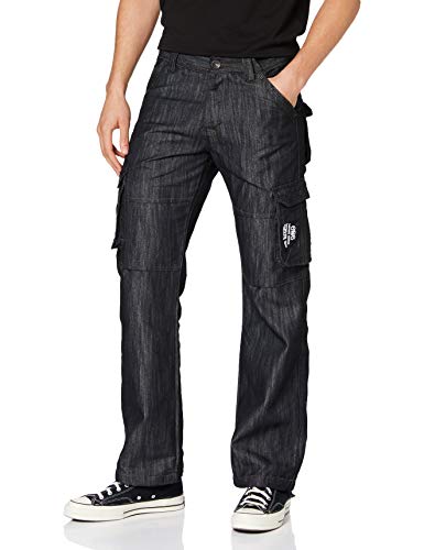 Enzo Herren Ez08 Cargo Combat Jeans, Schwarz, 46W / 30L von Enzo