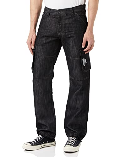 Enzo Herren Ez08 Loose Fit Jeans, Schwarz (Black Coated Blk), 48W / 32L von Enzo